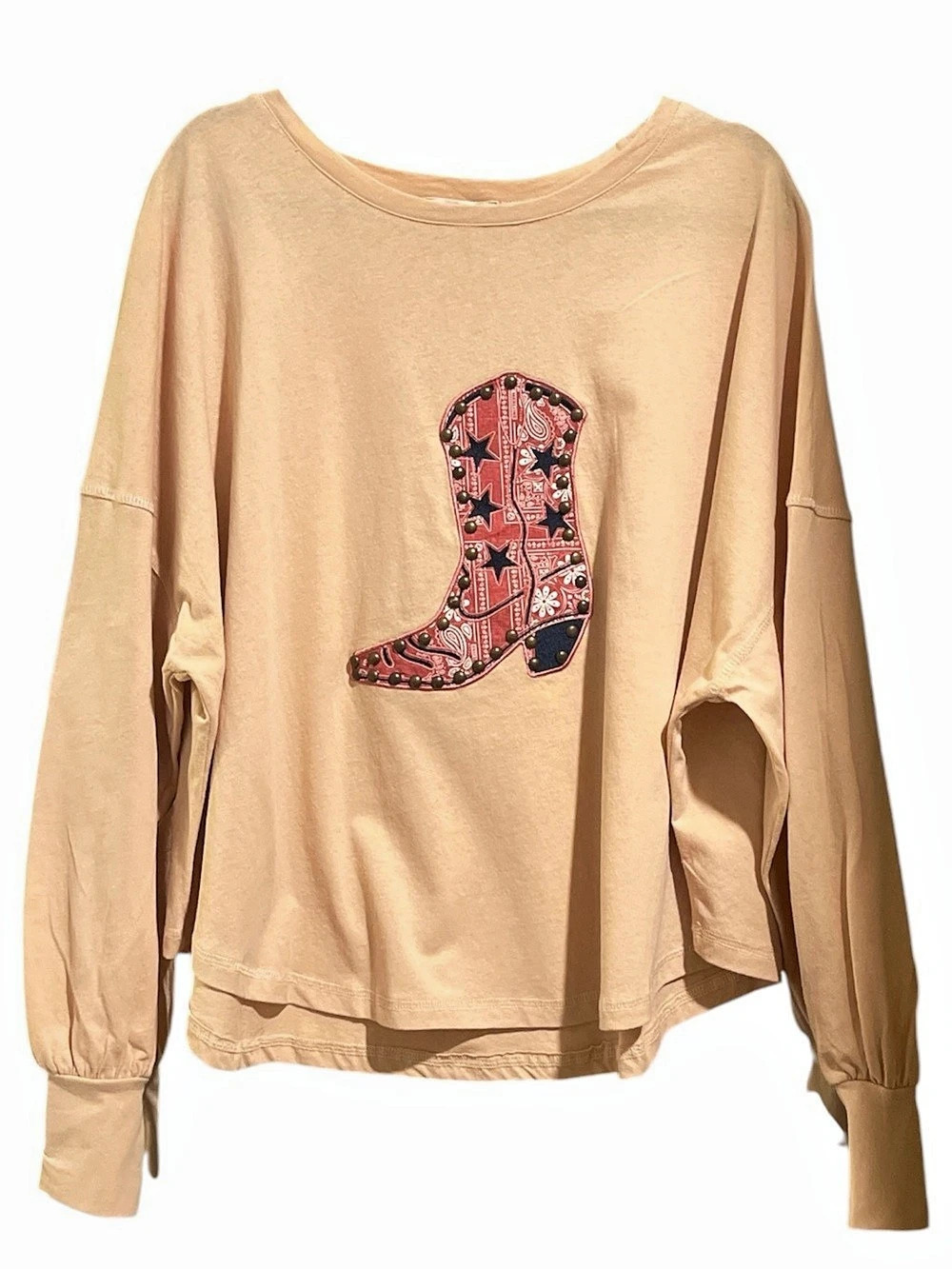 Easel Studded Cowboy Boot Top in Taupe Size Small